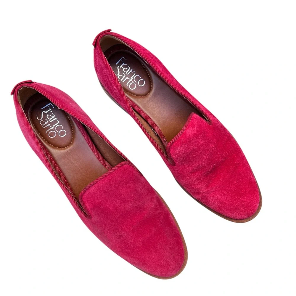 Franco Sarto‎ Red Haylee Leather Loafers 7.5 M